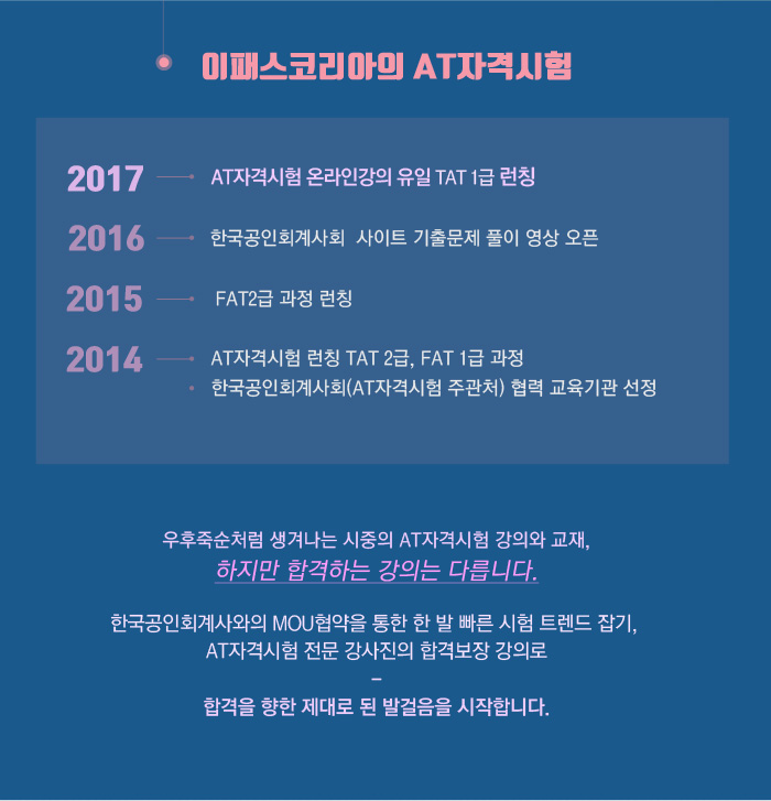 이패스코리아의 at자격시험 2017 at자격시험 온라인가으이 유일 tat 1급 런칭